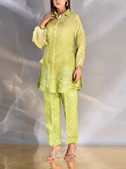 Green Leheriya Co Ord Set