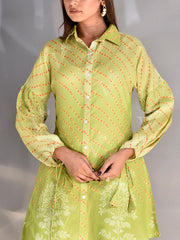 Green Leheriya Co Ord Set