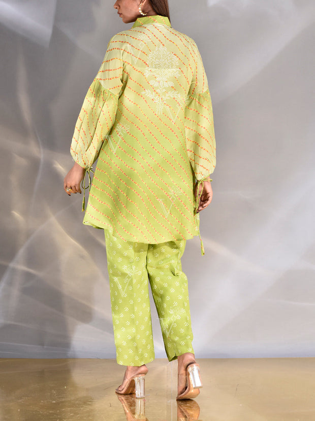 Green Leheriya Co Ord Set