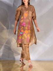 Brown Vasansi Silk Printed Co Ord Set