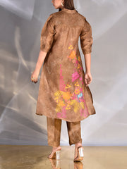 Brown Vasansi Silk Printed Co Ord Set