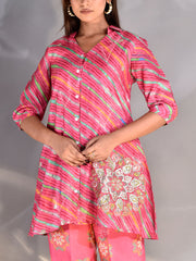 Pink Vasansi Silk Leheriya Co Ord Set