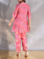 Pink Vasansi Silk Leheriya Co Ord Set