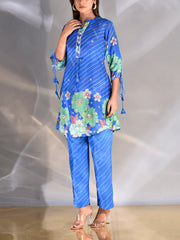 Blue Vasansi Silk Leheriya Co Ord Set