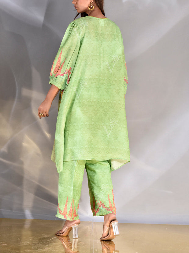 Green Vasansi Silk Printed Co Ord Set