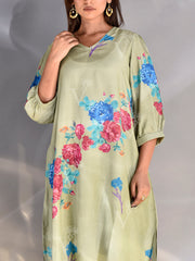 Green Vasansi Silk Printed Co Ord Set