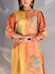 Orange and Yellow Vasansi Silk Co Ord Set