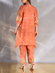 Orange and Yellow Vasansi Silk Co Ord Set