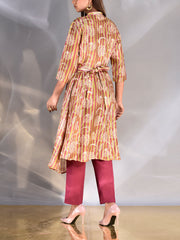 Olive Green Vasansi Silk Asymmetric Printed Kurti