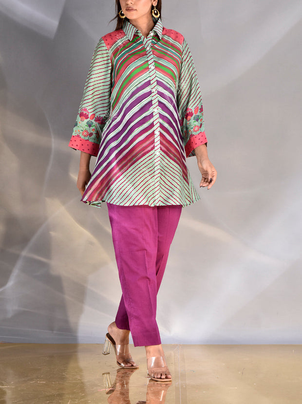 Multi Color Vasansi Silk Leheriya Top