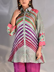 Multi Color Vasansi Silk Leheriya Top