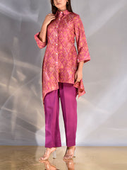 Pink Vasansi Silk Printed Asymmetric Top