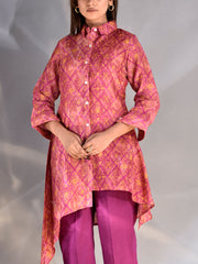 Pink Vasansi Silk Printed Asymmetric Top
