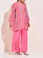Pink Vasansi Silk Leheriya Co Ord Set