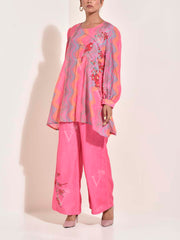 Pink Vasansi Silk Leheriya Co Ord Set