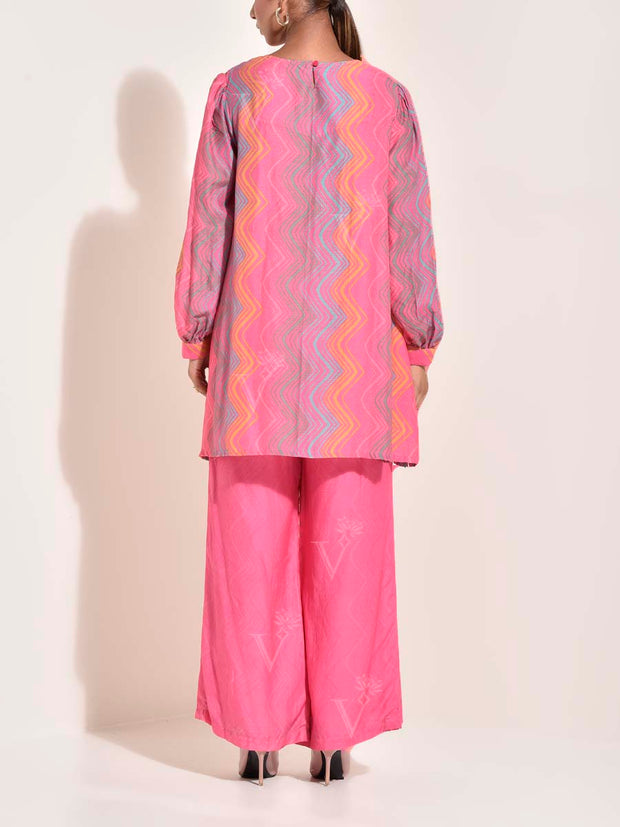 Pink Vasansi Silk Leheriya Co Ord Set