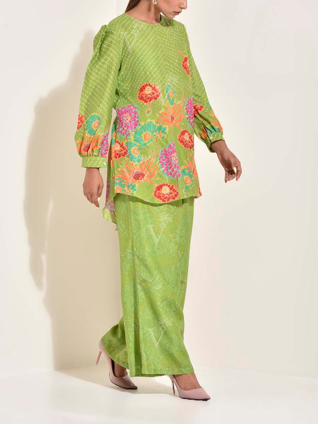 Green Vasansi Silk Printed Co Ord Set