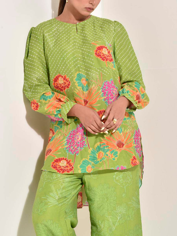 Green Vasansi Silk Printed Co Ord Set