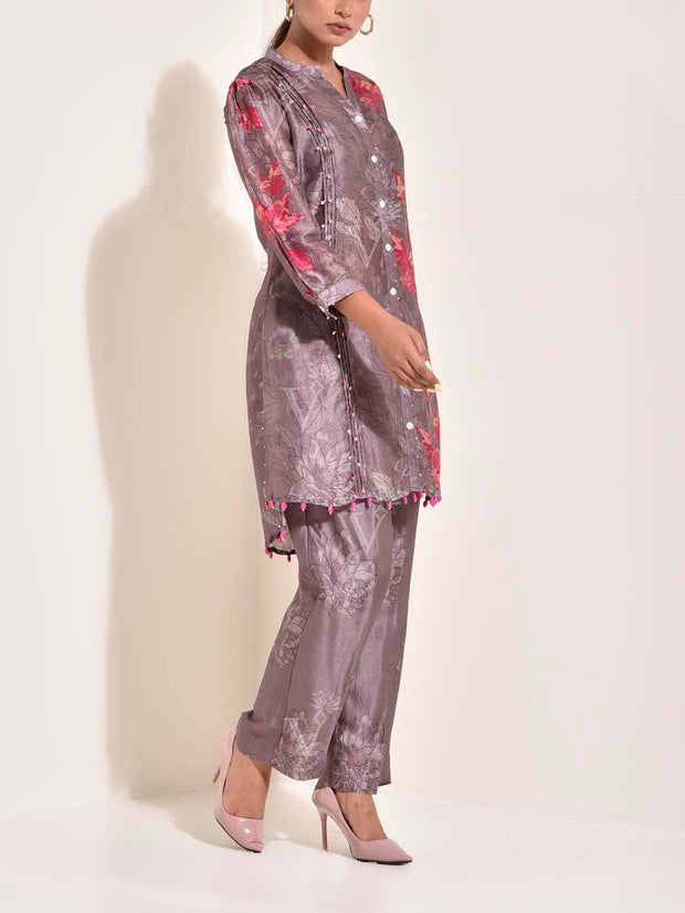 Grey Vasansi Silk  Co Ord Set