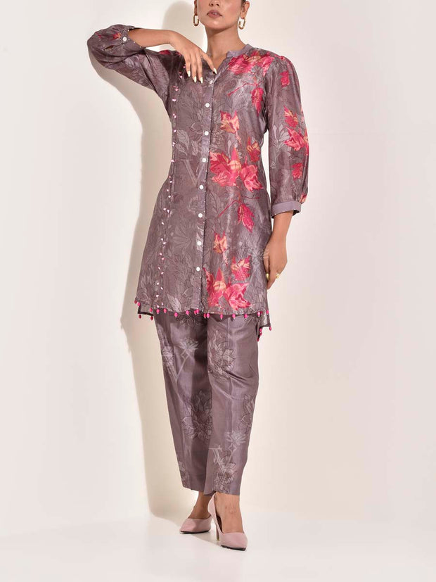 Grey Vasansi Silk  Co Ord Set