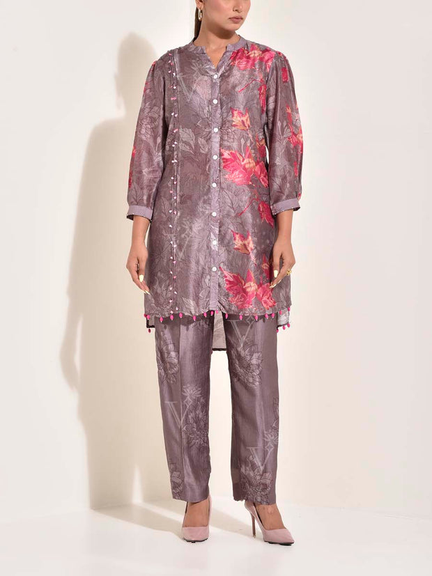 Grey , Vasansi Silk , Leheriya , Co Ord Set