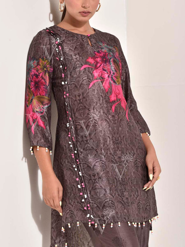 Brown Vasansi Silk Co Ord Set
