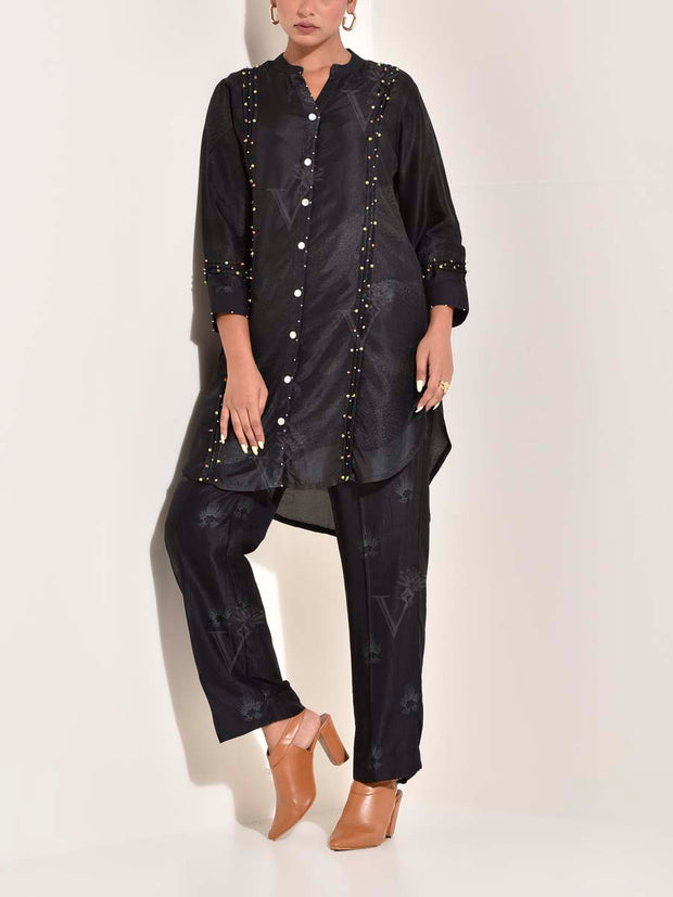 Black Vasansi Silk Co Ord Set