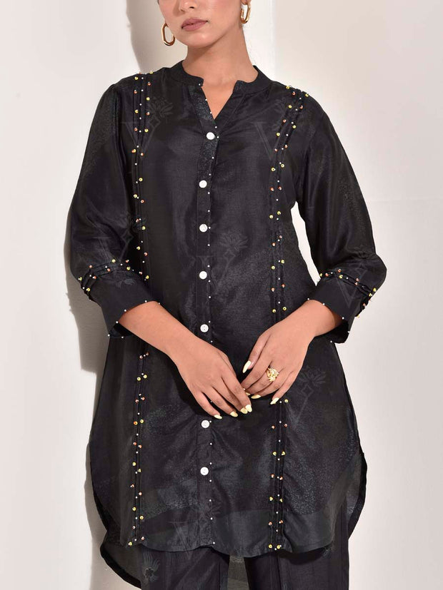 Black Vasansi Silk Co Ord Set