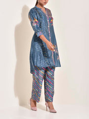 Blue Vasansi Silk Leheriya Co Ord set