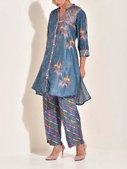 Blue Vasansi Silk Leheriya Co Ord set