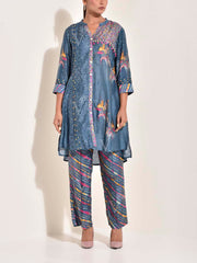 Blue , Vasansi Silk , Leheriya , Co Ord set , leheriya Co Ord set , monsoon24