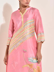 Pink Vasansi Silk Leheriya Co Ord Set