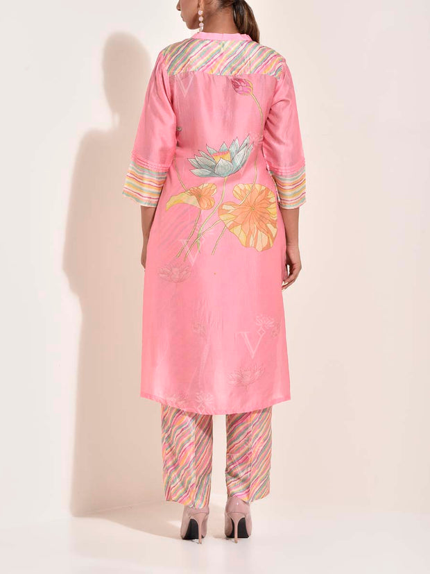 Pink Vasansi Silk Leheriya Co Ord Set