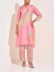 Pink , Vasansi Silk , Leheriya , Co Ord Set , leheriya Co Ord set , monsoon24