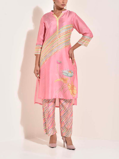 Pink , Vasansi Silk , Leheriya , Co Ord Set , leheriya Co Ord set , monsoon24