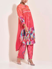 Red Vasansi Silk Leheriya Co Ord Set