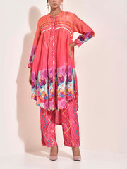 Red , Vasansi Silk , Leheriya , Co Ord Set , Leheriya Co Ord set , monsoon24