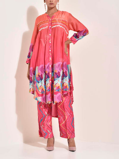 Red , Vasansi Silk , Leheriya , Co Ord Set , Leheriya Co Ord set , monsoon24