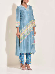 Blue Vasansi Silk Leheriya Co Ord set