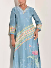 Blue Vasansi Silk Leheriya Co Ord set