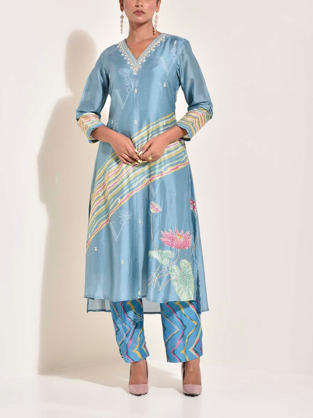 Blue , Vasansi Silk , Leheriya , Co Ord set , leheriya Co Ord set , monsoon24