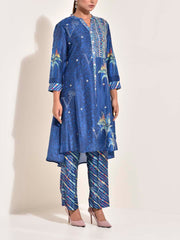Blue Vasansi Silk Leheriya Co Ord set