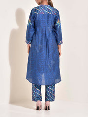 Blue Vasansi Silk Leheriya Co Ord set