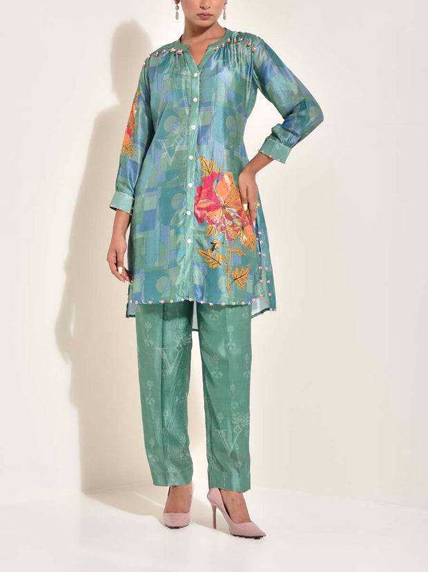 Seafoam Vasansi Silk Co Ord Set