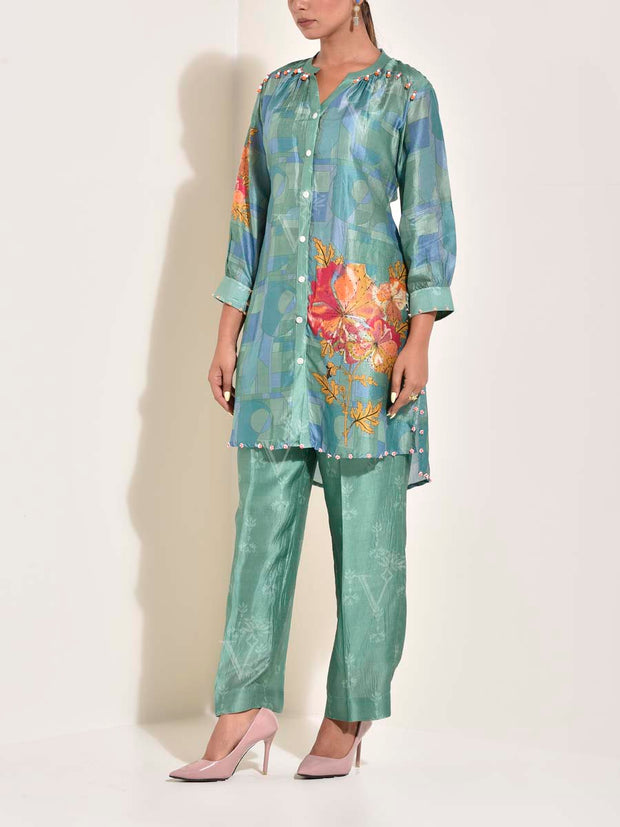 Seafoam Vasansi Silk Co Ord Set