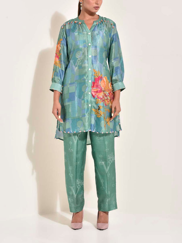 Seafoam , Green , Vasansi Silk , Co Ord Set
