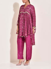 Magenta Vasansi Silk Bandhani Co Ord Set