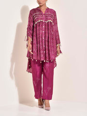 Magenta  Pink , Vasansi Silk ,  Bandhani , Co Ord Set , monsoon24