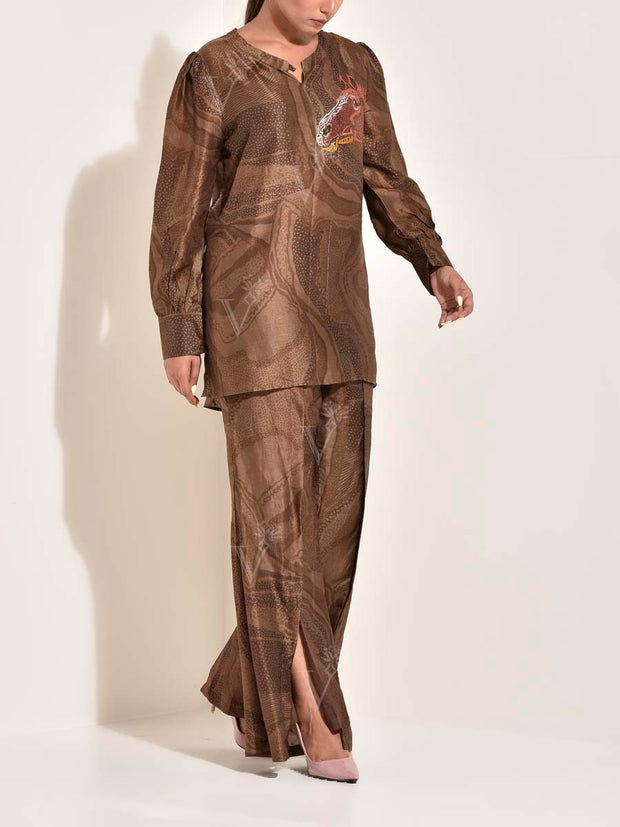 Brown Vasansi Silk Co Ord Set
