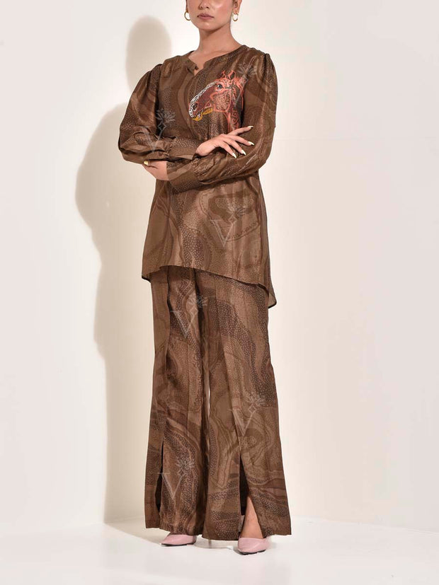 Brown Vasansi Silk Co Ord Set